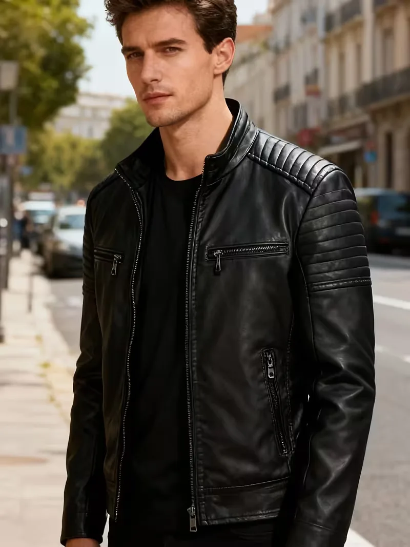 Leren jassen met quilted schouders - Image 5