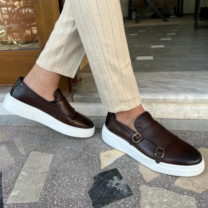 Morris | Moderne leren loafers met gesp voor mannen - Image 3