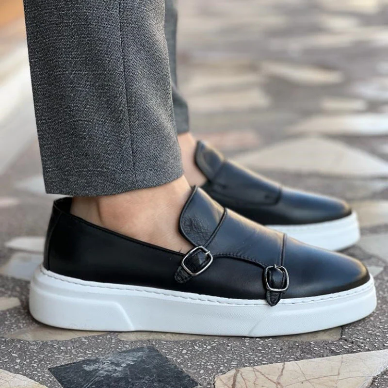 Morris | Moderne leren loafers met gesp voor mannen - Image 4