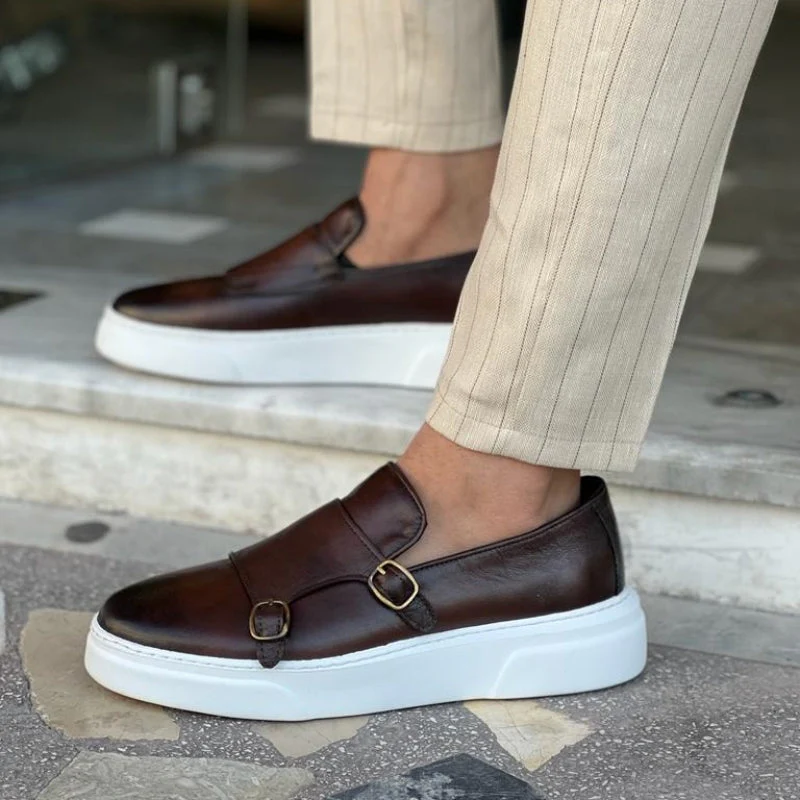 Morris | Moderne leren loafers met gesp voor mannen - Image 5