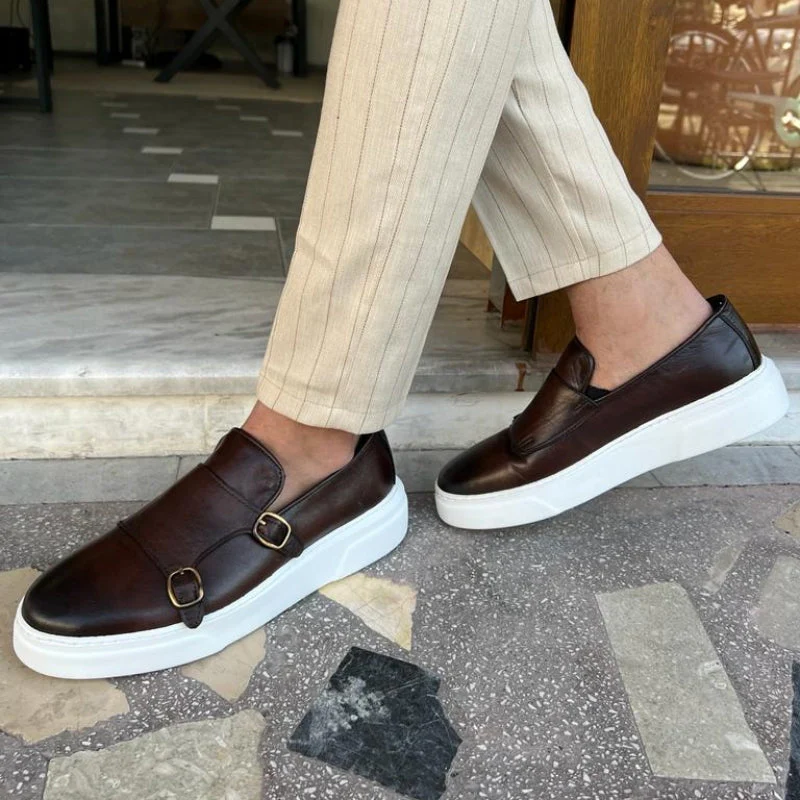 Morris | Moderne leren loafers met gesp voor mannen - Image 6