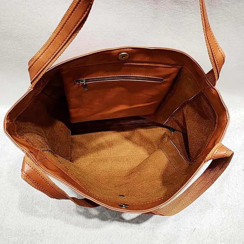 Leren tas met vlekbestendig interieur en binnenvak met rits - Image 5