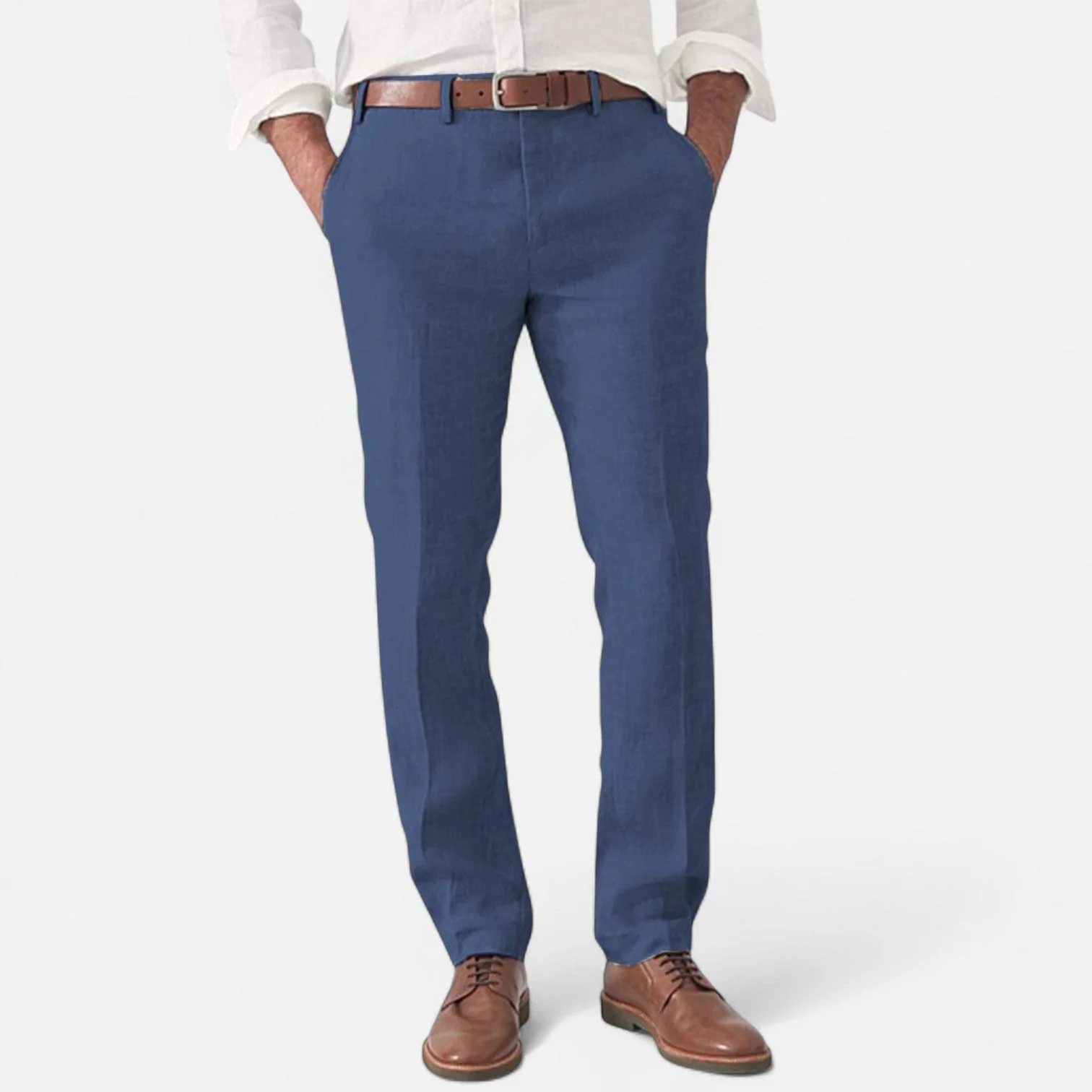Linnen broek met elastische taille en zijzakken - Image 4