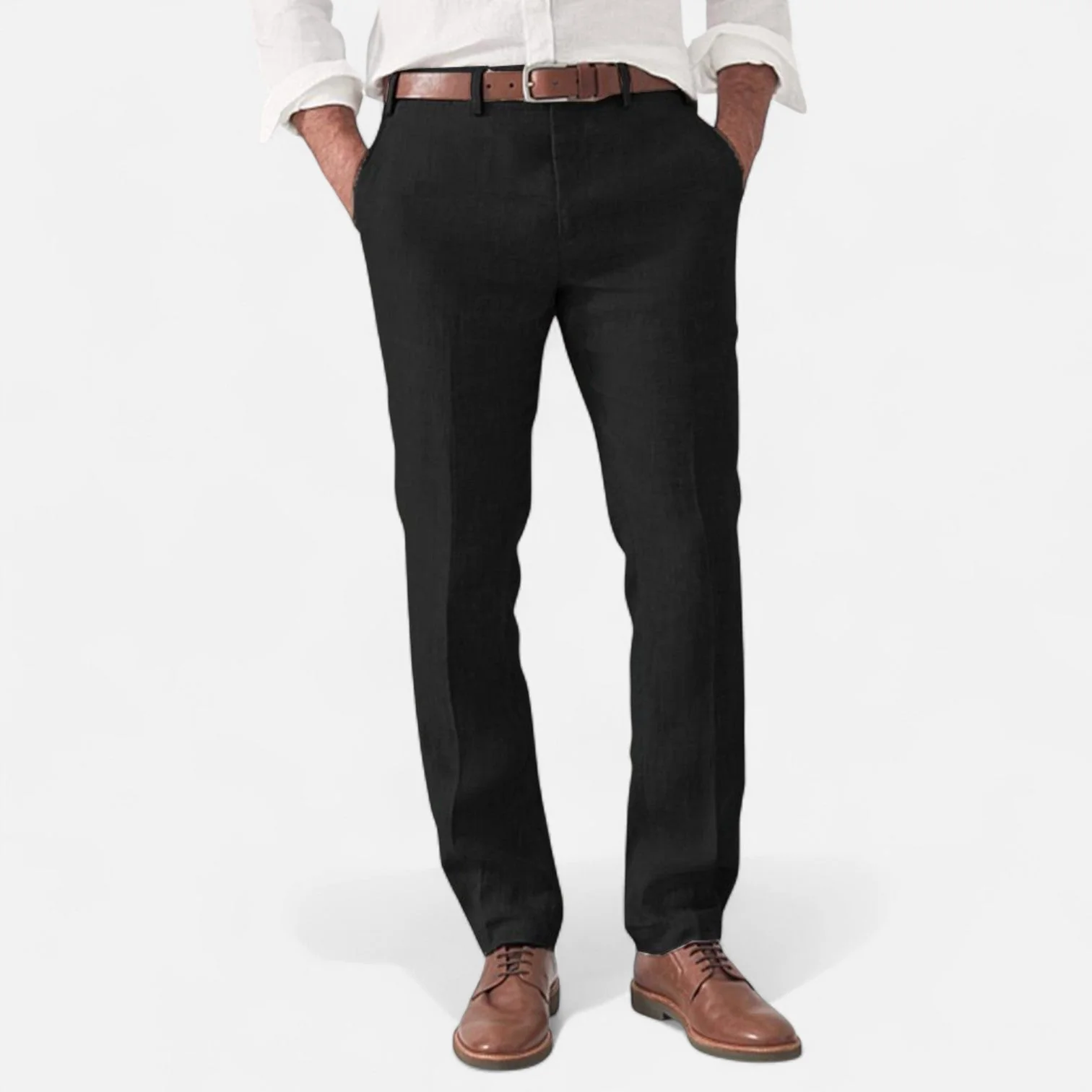 Linnen broek met elastische taille en zijzakken - Image 7