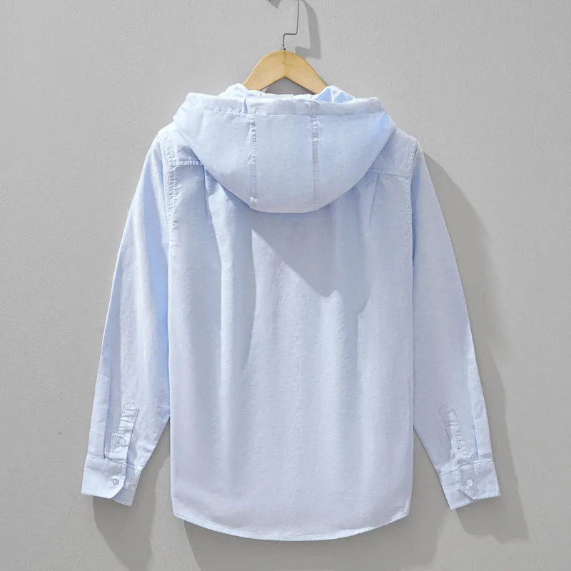 Linnen Hoodie met capuchon en borstzak - Image 2