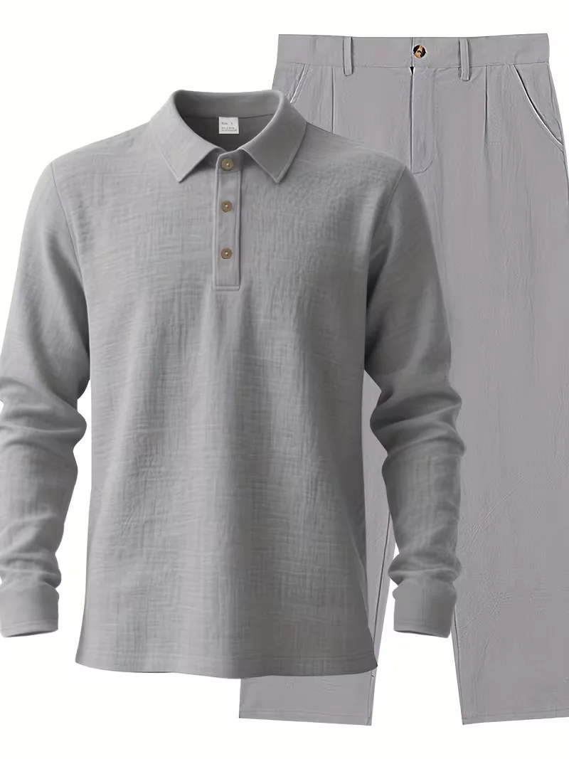 Linnen pak met mandarin collar - Image 8