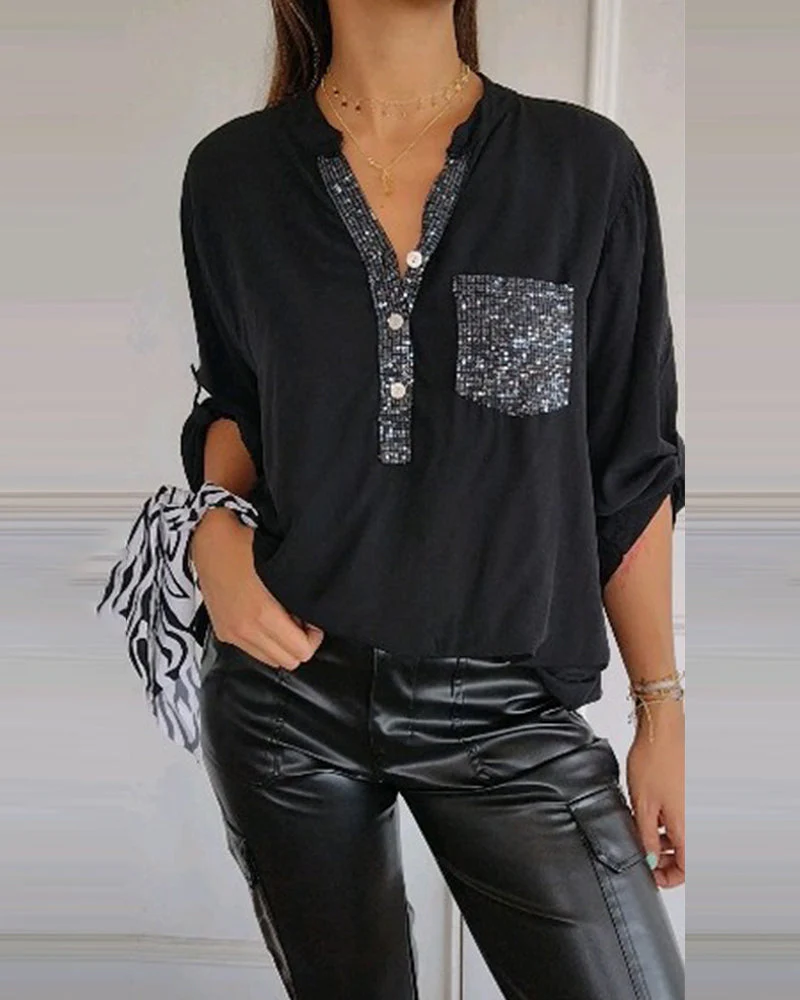 Losse blouse met pailetten - Image 4
