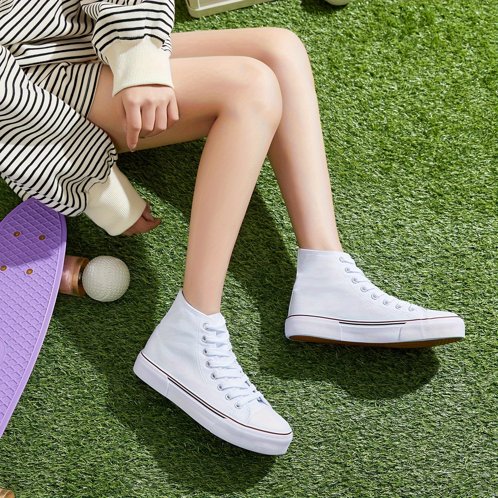 Lotte | Casual canvas sneakers in effen kleur met rubberen zool - Image 6