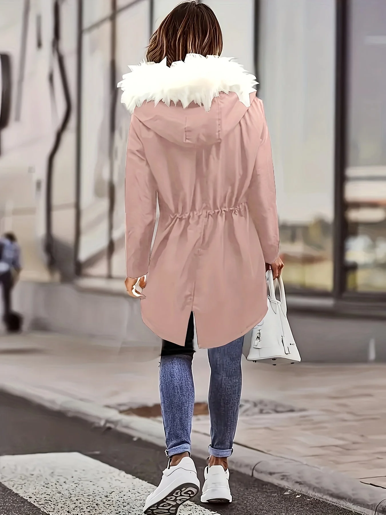 Lotte | Casual jas met capuchon en nep bont - Image 10
