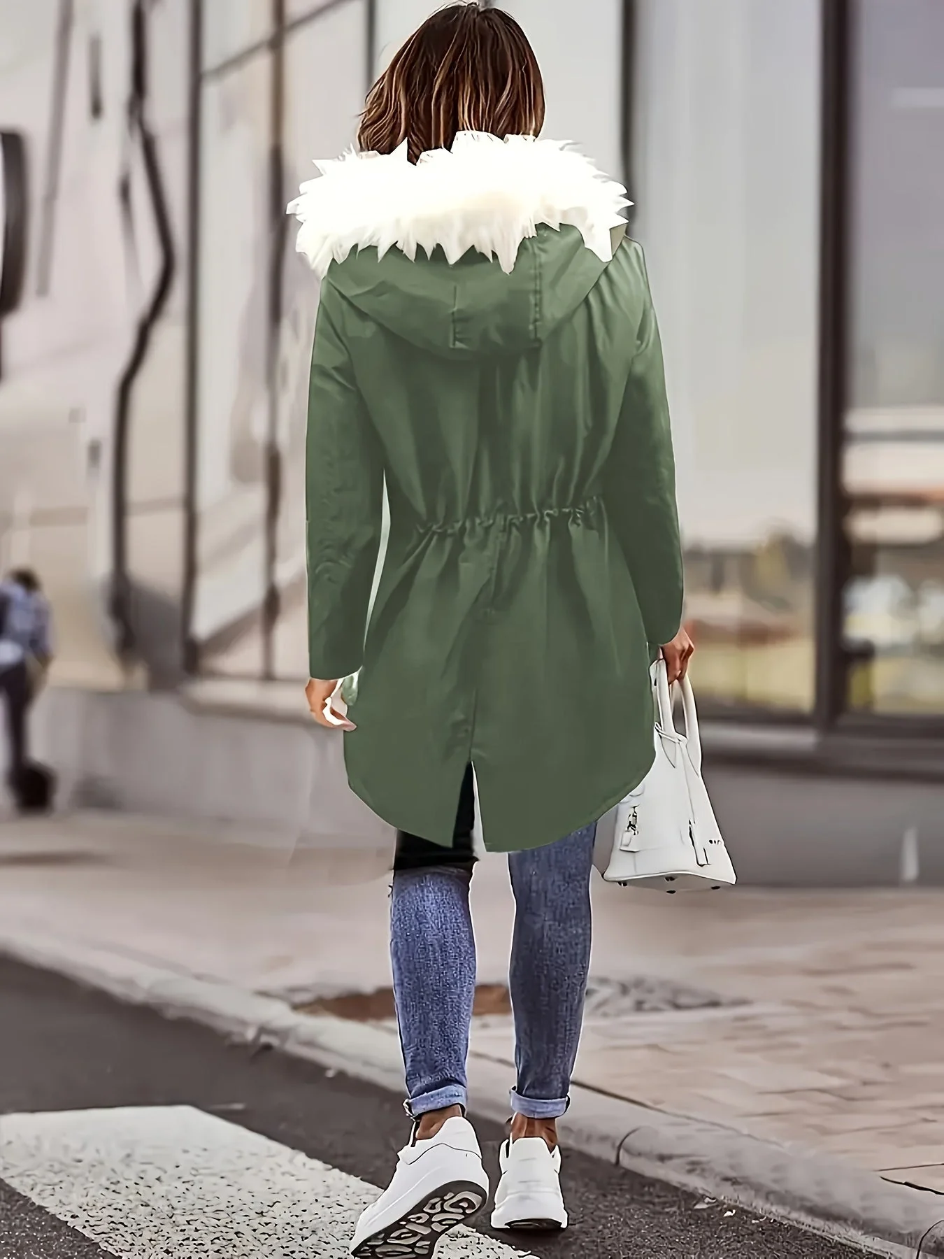 Lotte | Casual jas met capuchon en nep bont - Image 11