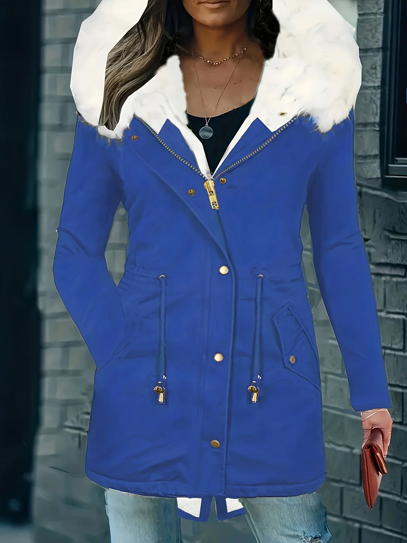 Lotte | Casual jas met capuchon en nep bont - Image 7