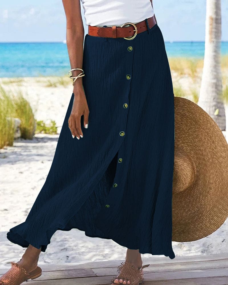 Lotte | Elegante lange rok in effen kleur - Image 3