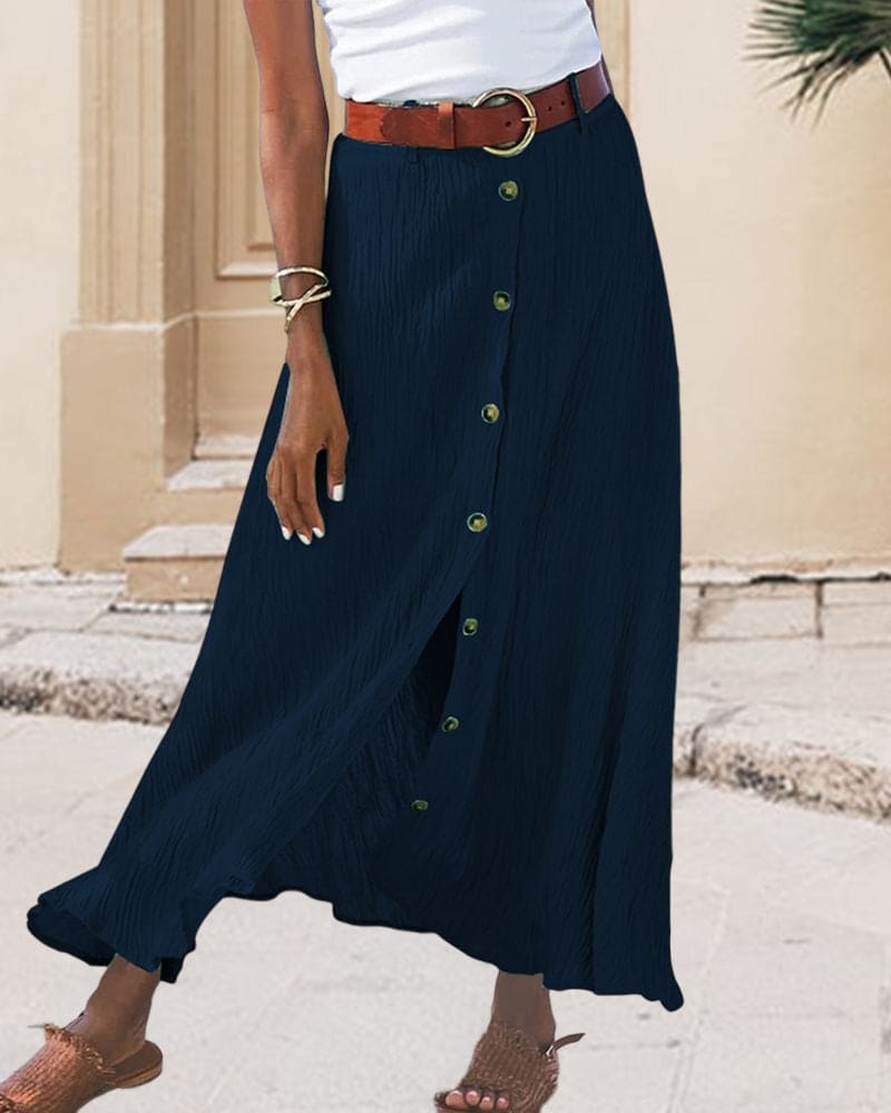 Lotte | Elegante lange rok in effen kleur - Image 7
