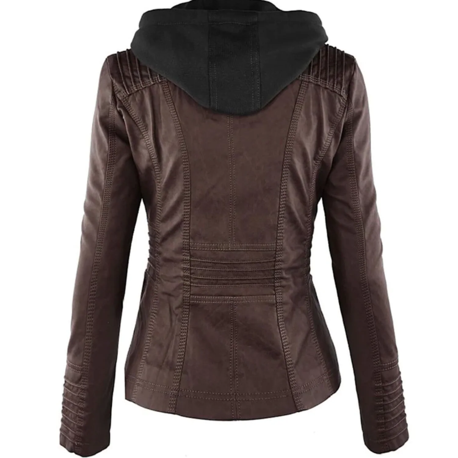 Lotte | Elegante leren dames jas met capuchon - Image 4