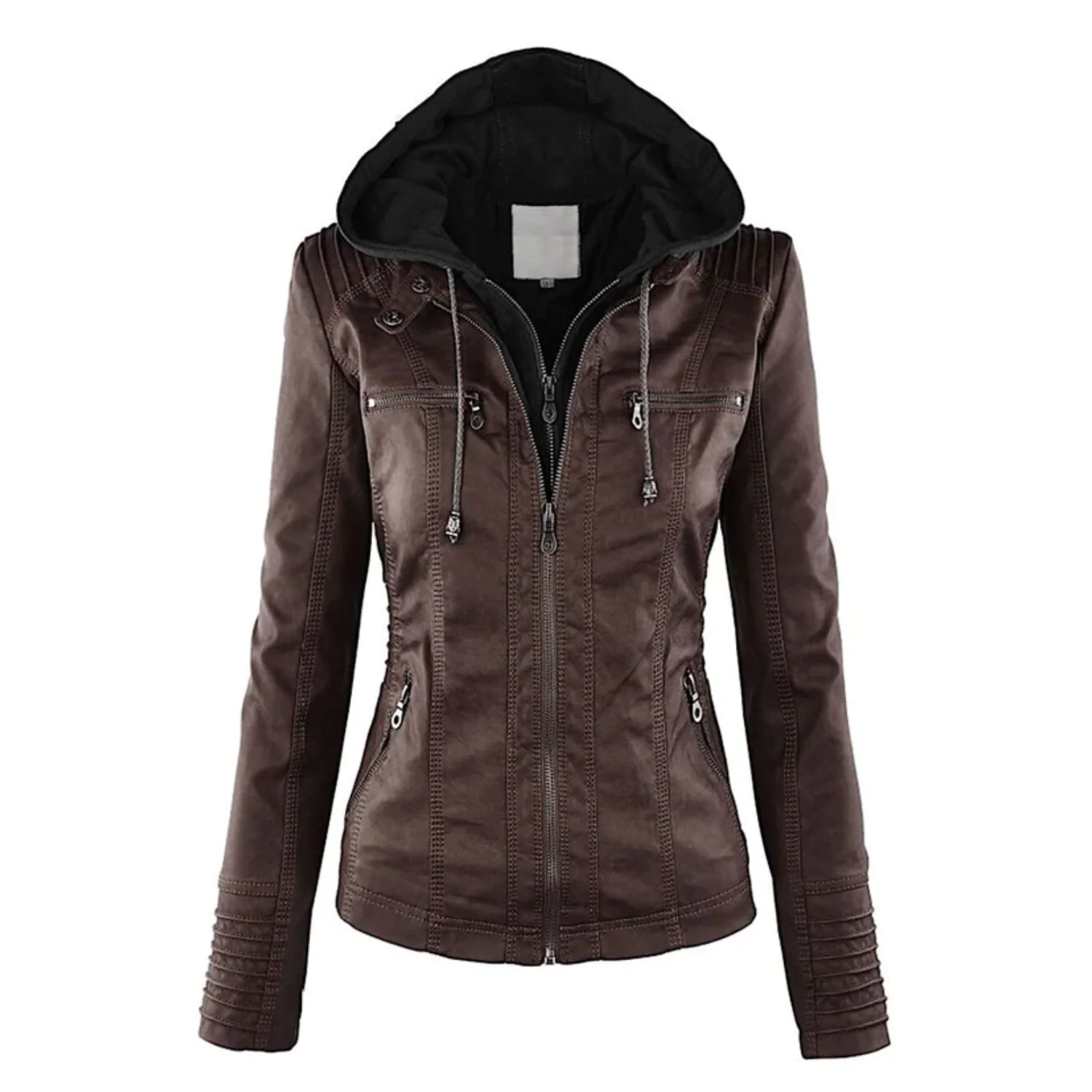 Lotte | Elegante leren dames jas met capuchon - Image 5