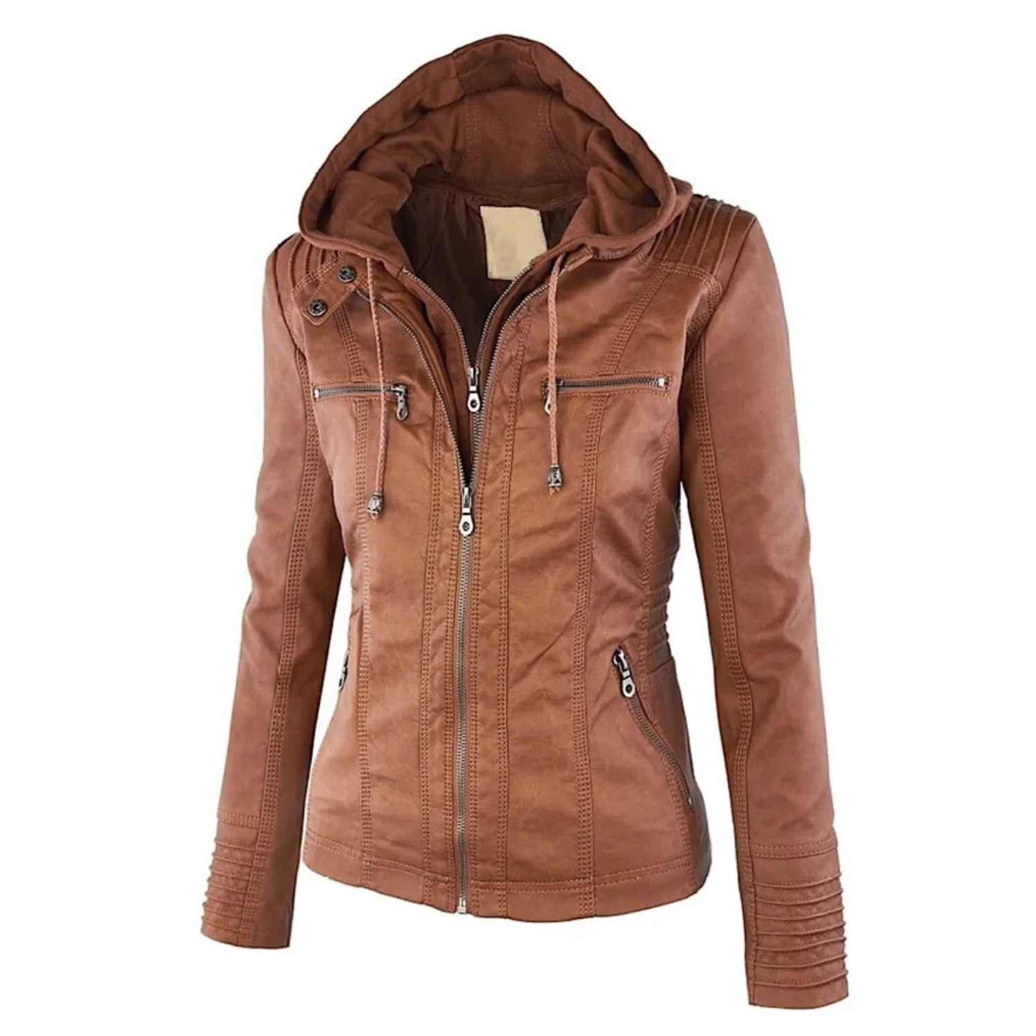 Lotte | Elegante leren dames jas met capuchon - Image 8