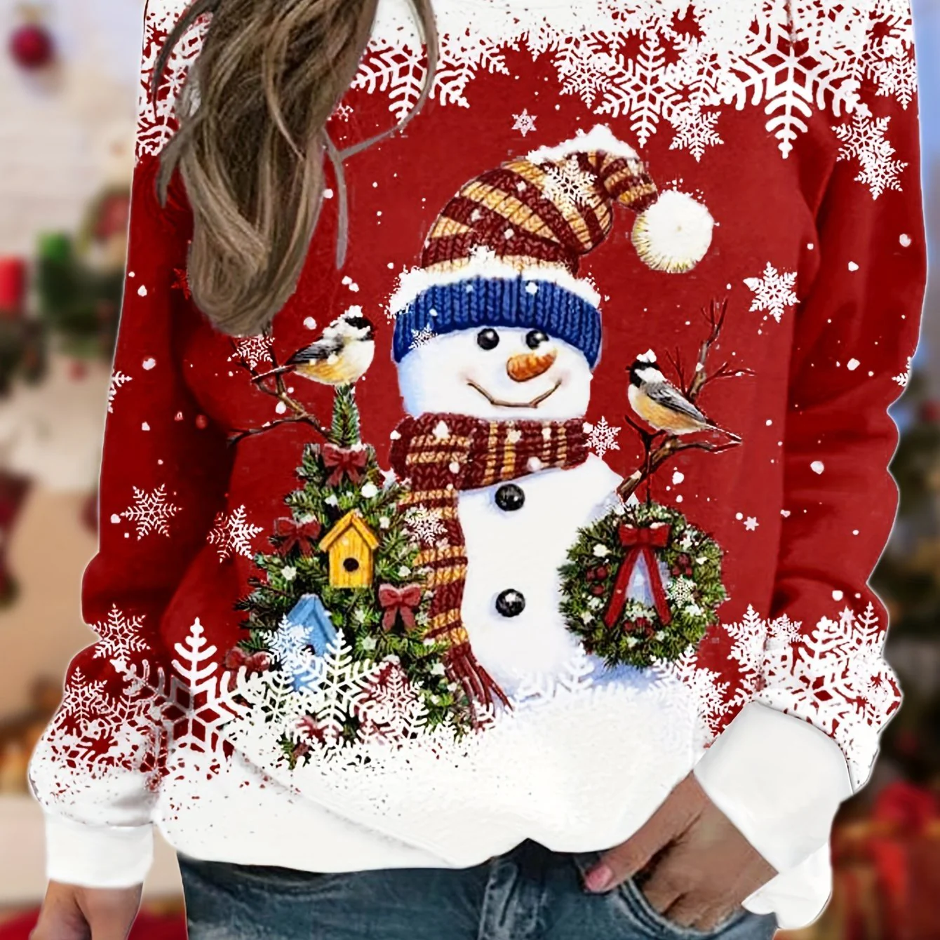 Lotte | Feestelijk kerstmanprint dames sweatshirt - Image 4
