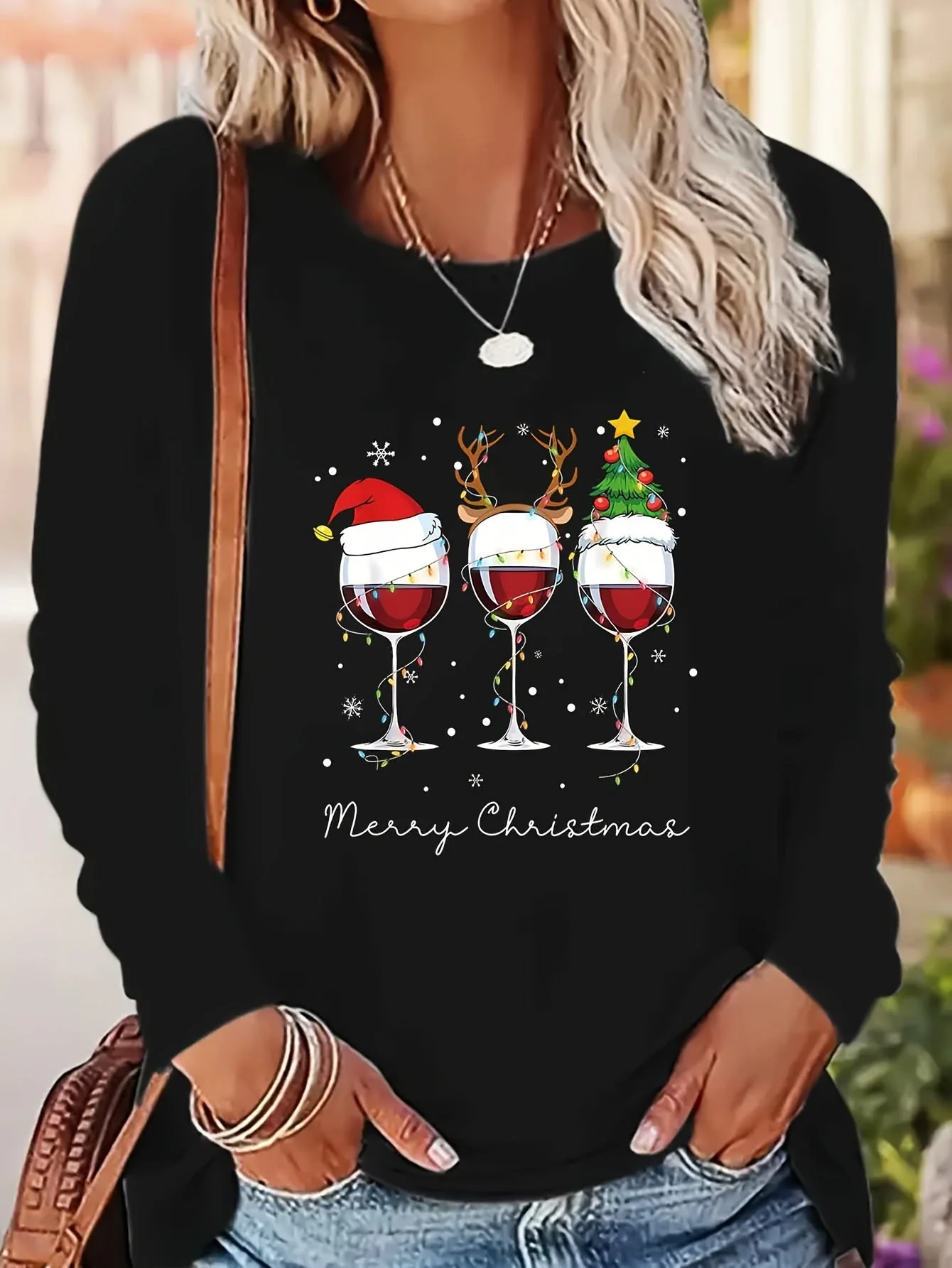 Lotte | Feestelijk T-shirt met kerstprint en lange mouwen