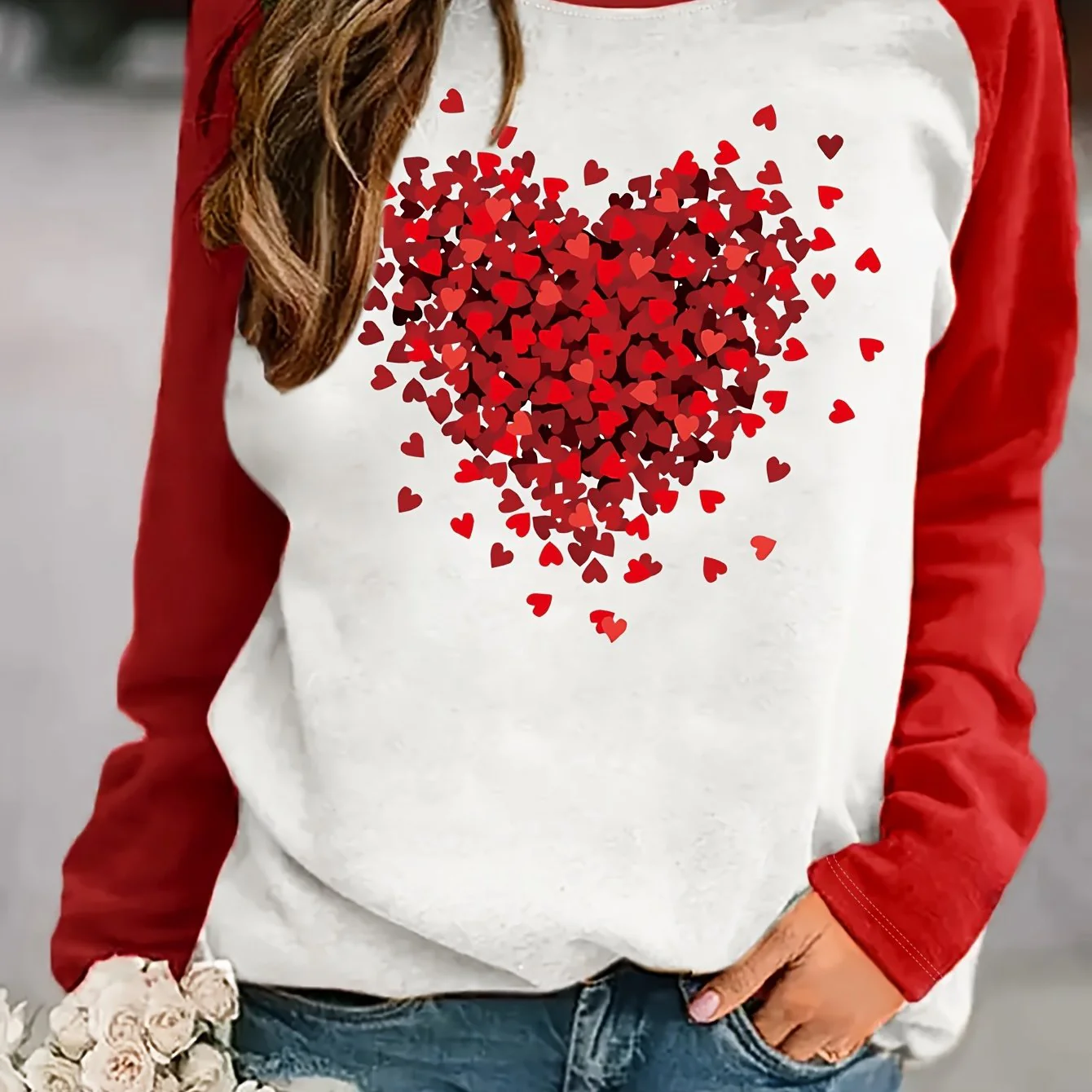Lotte | Hartjesprint sweatshirt met ronde hals - Image 4