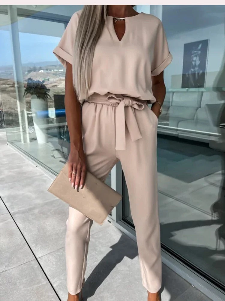 Lotte | Jumpsuit met korte mouw en ceintuur - Image 8