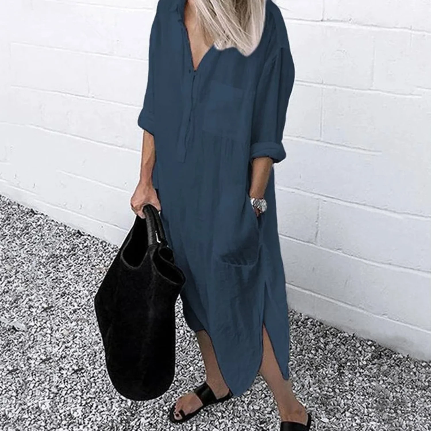 Lotte | Katoenen linnen halflange blouse jurk - Image 3