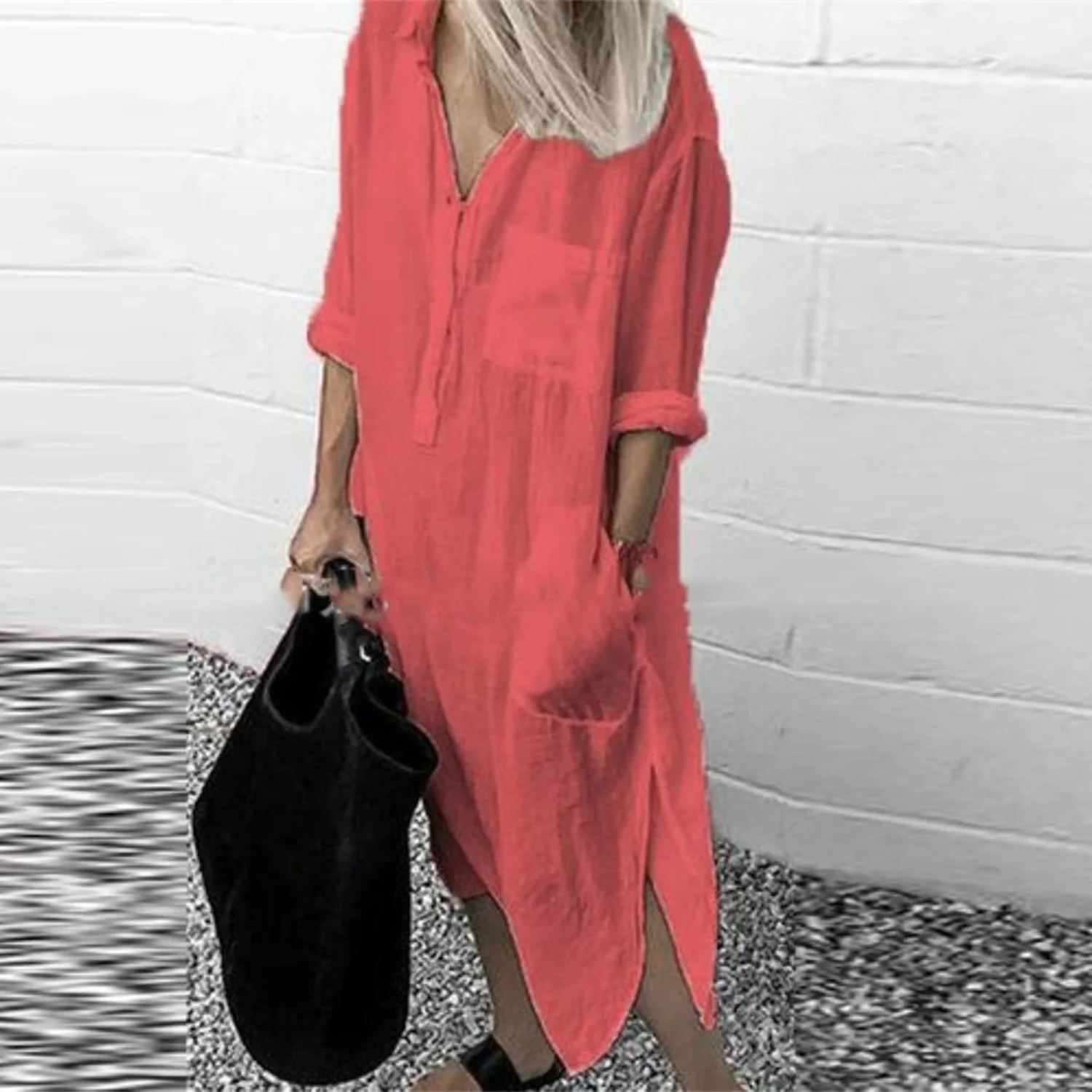 Lotte | Katoenen linnen halflange blouse jurk - Image 4