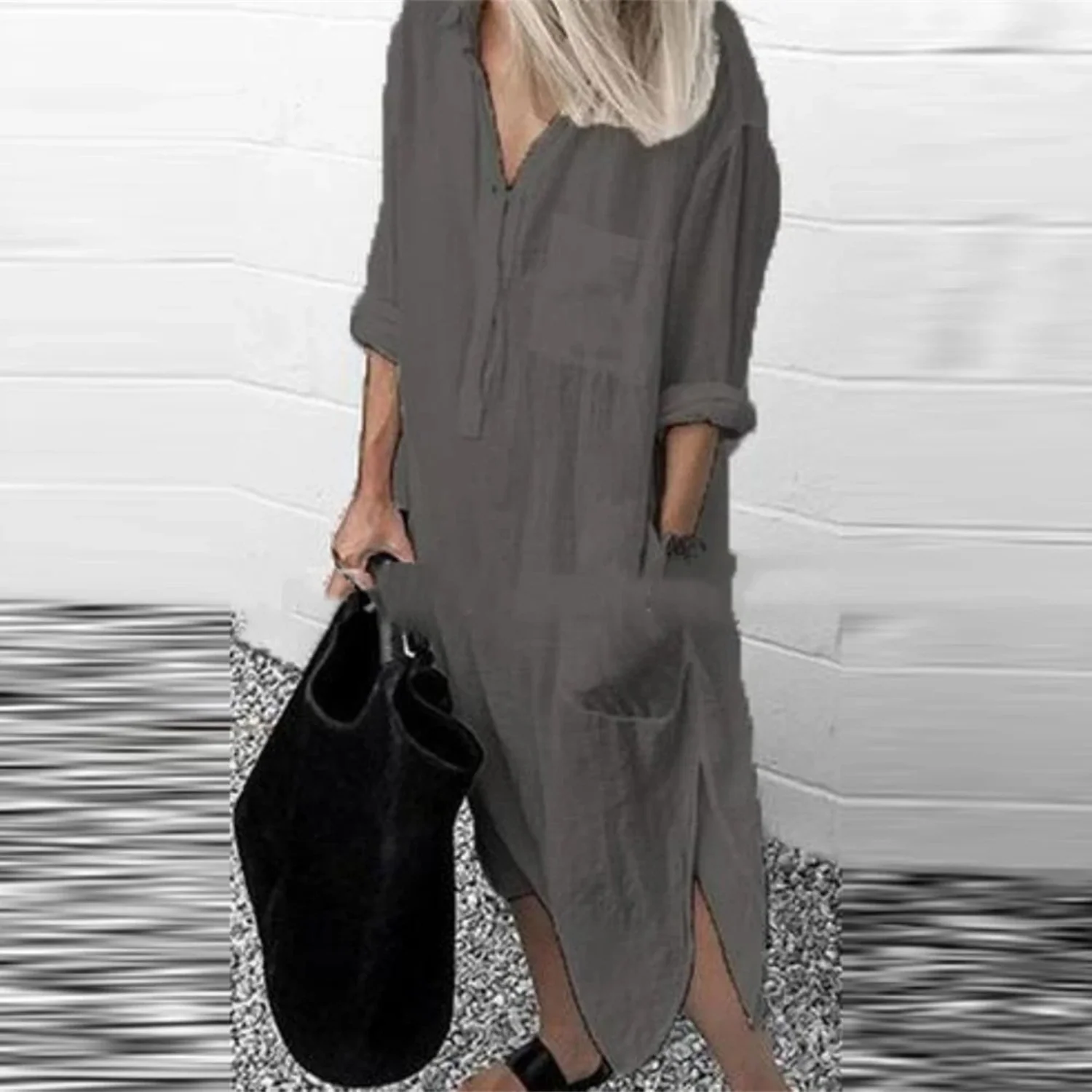 Lotte | Katoenen linnen halflange blouse jurk - Image 6