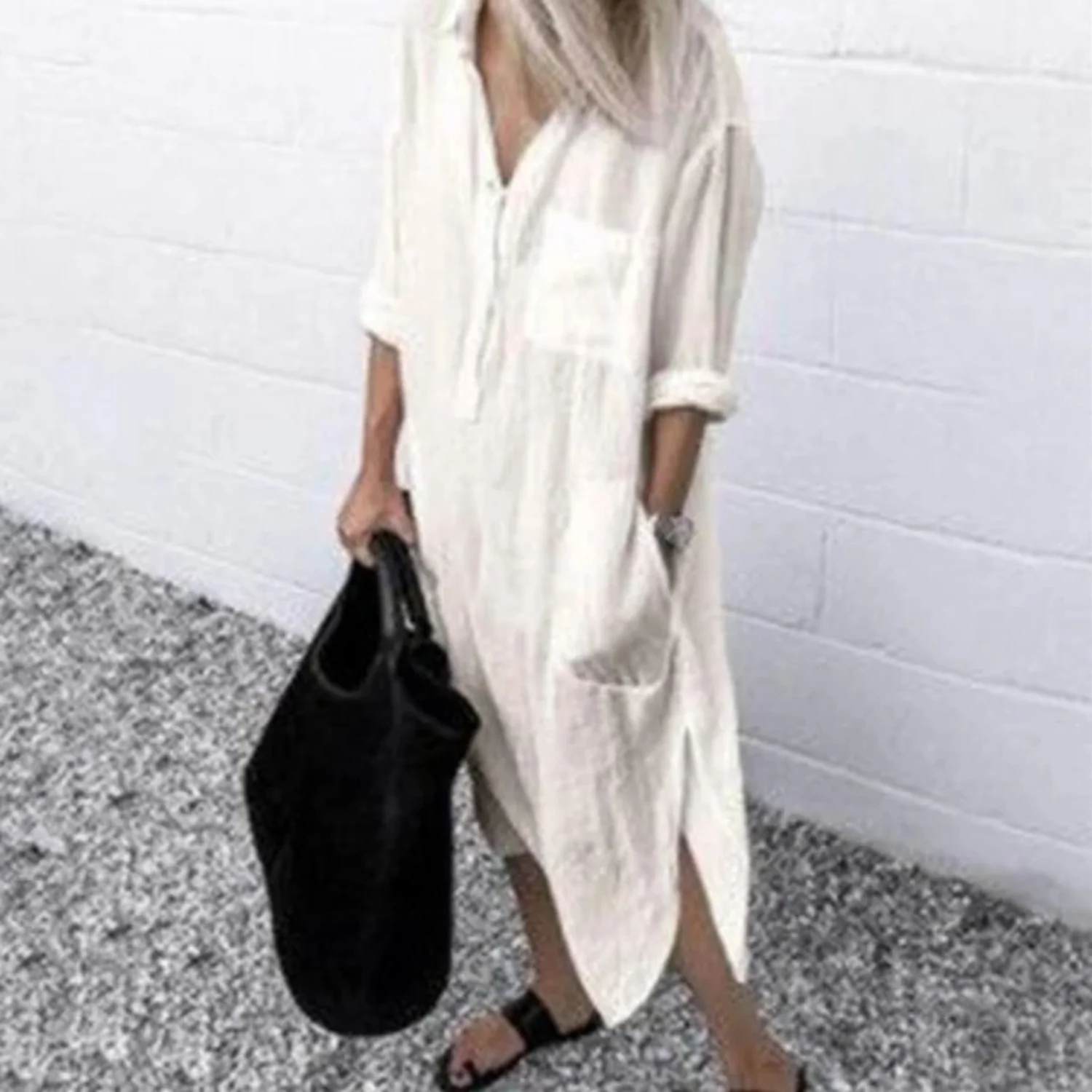 Lotte | Katoenen linnen halflange blouse jurk - Image 7