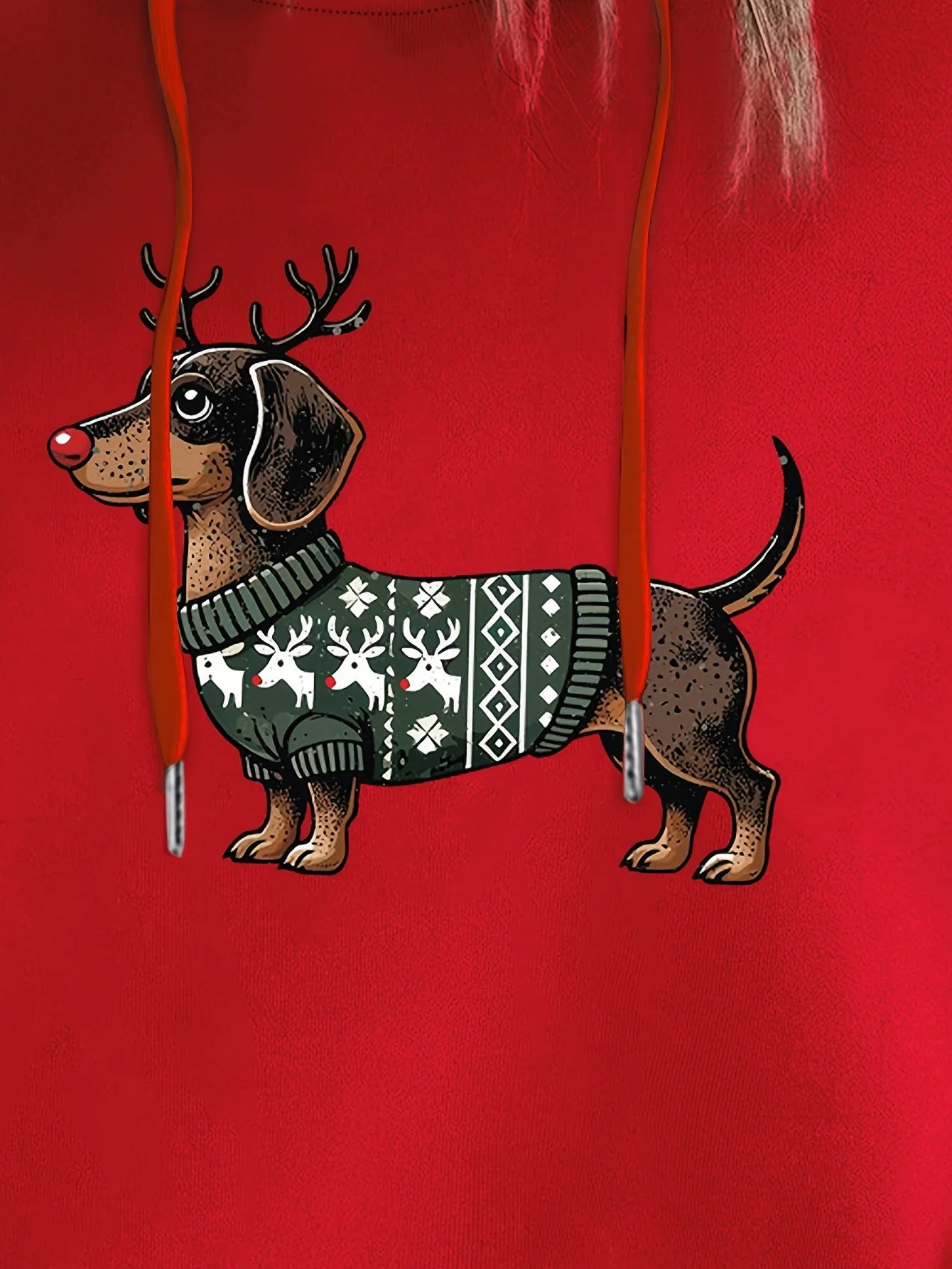 Lotte | Schattige kerst hoodie met teckelprint - Image 10