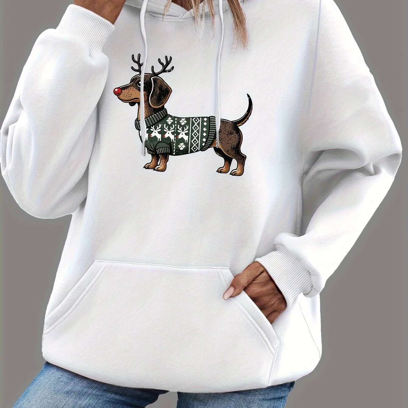 Lotte | Schattige kerst hoodie met teckelprint - Image 12