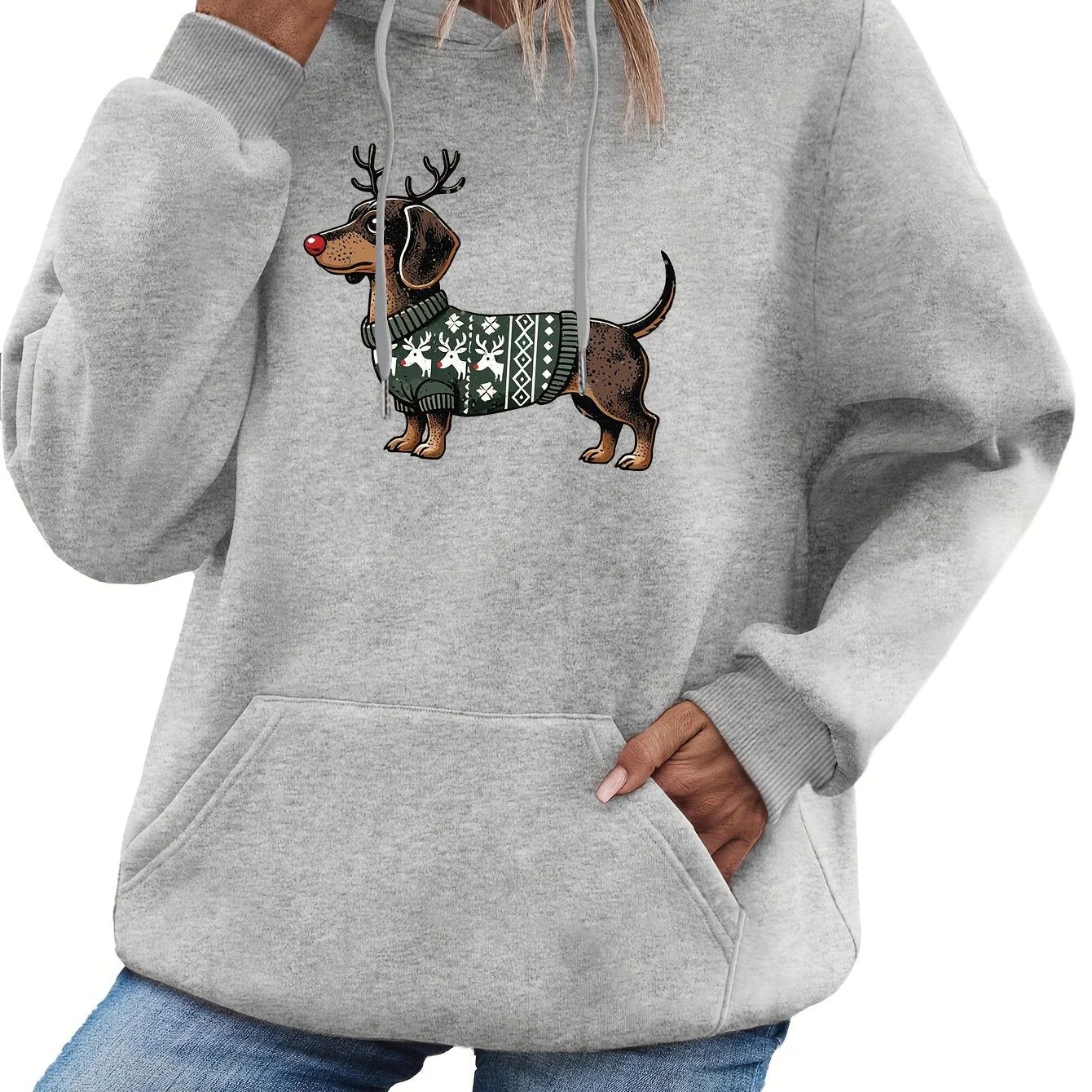 Lotte | Schattige kerst hoodie met teckelprint - Image 13