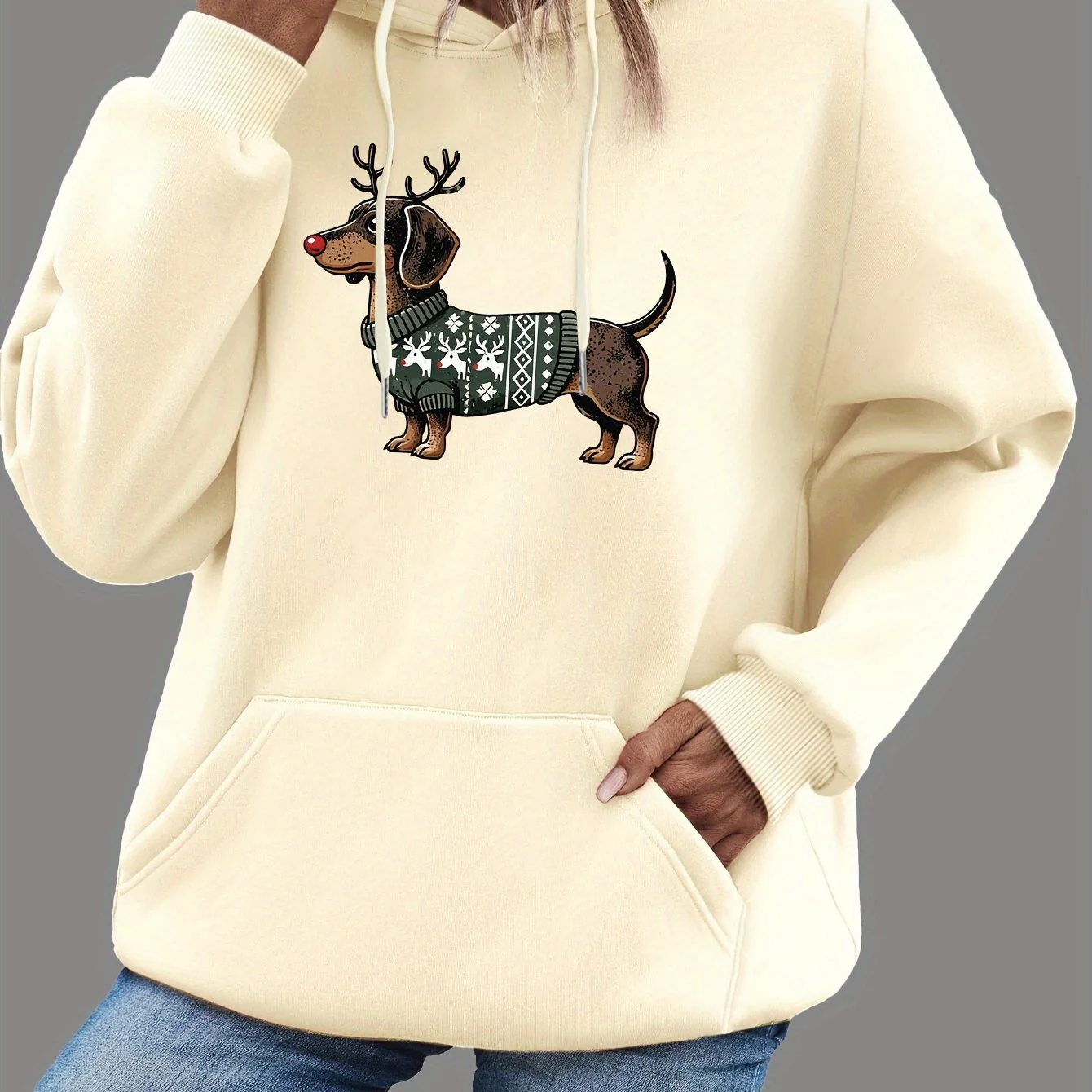 Lotte | Schattige kerst hoodie met teckelprint - Image 14