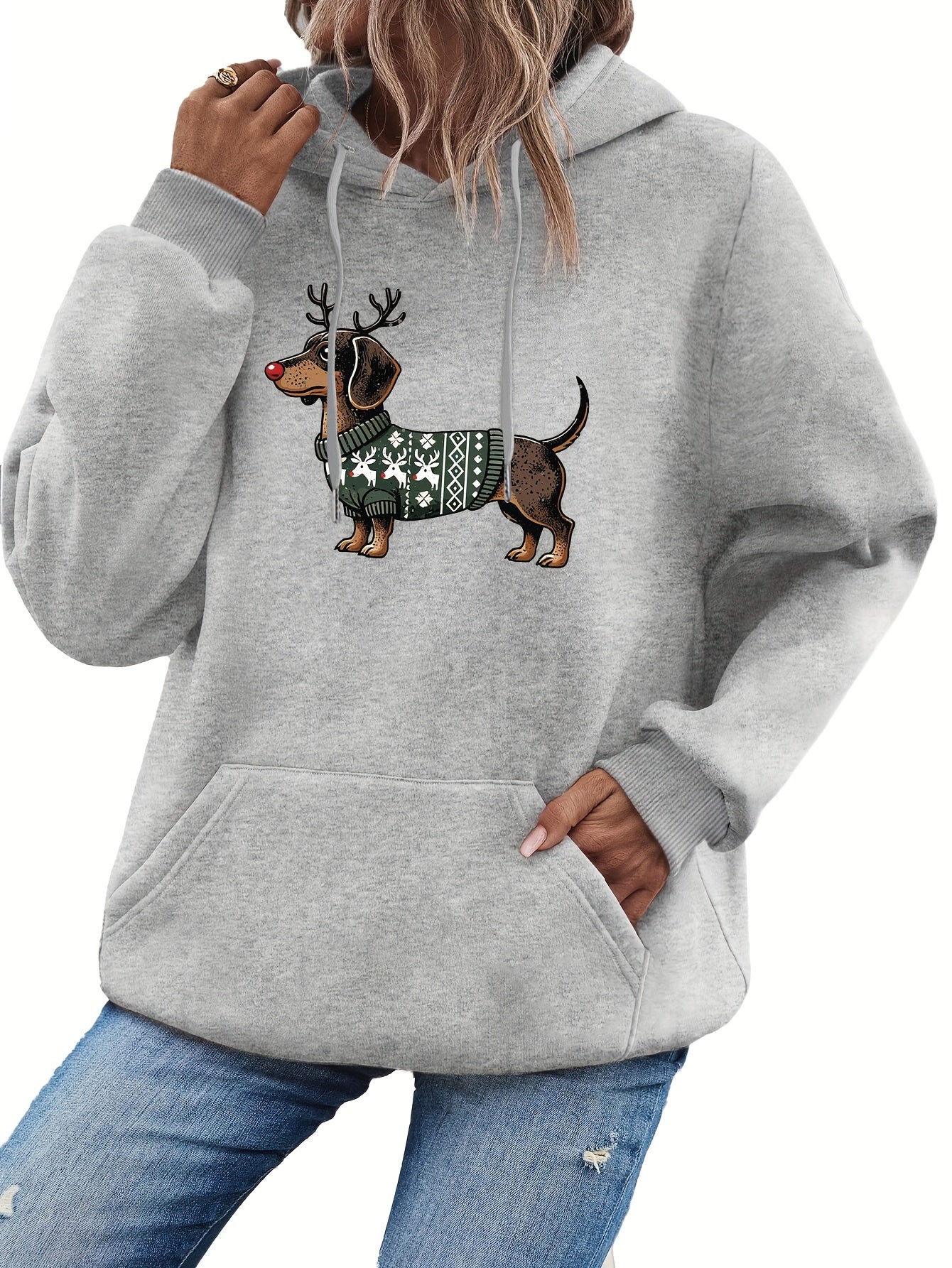 Lotte | Schattige kerst hoodie met teckelprint - Image 2