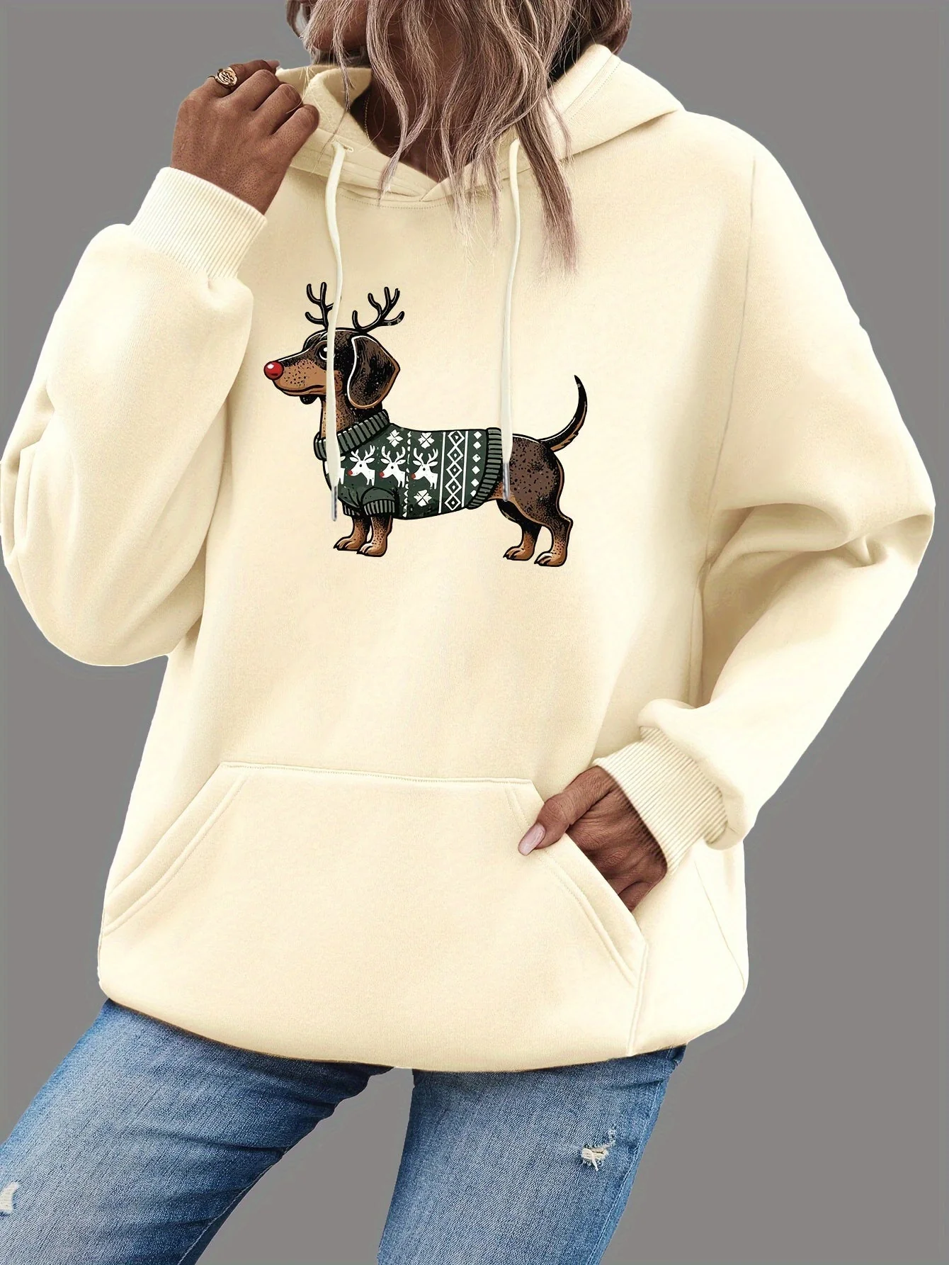 Lotte | Schattige kerst hoodie met teckelprint - Image 4