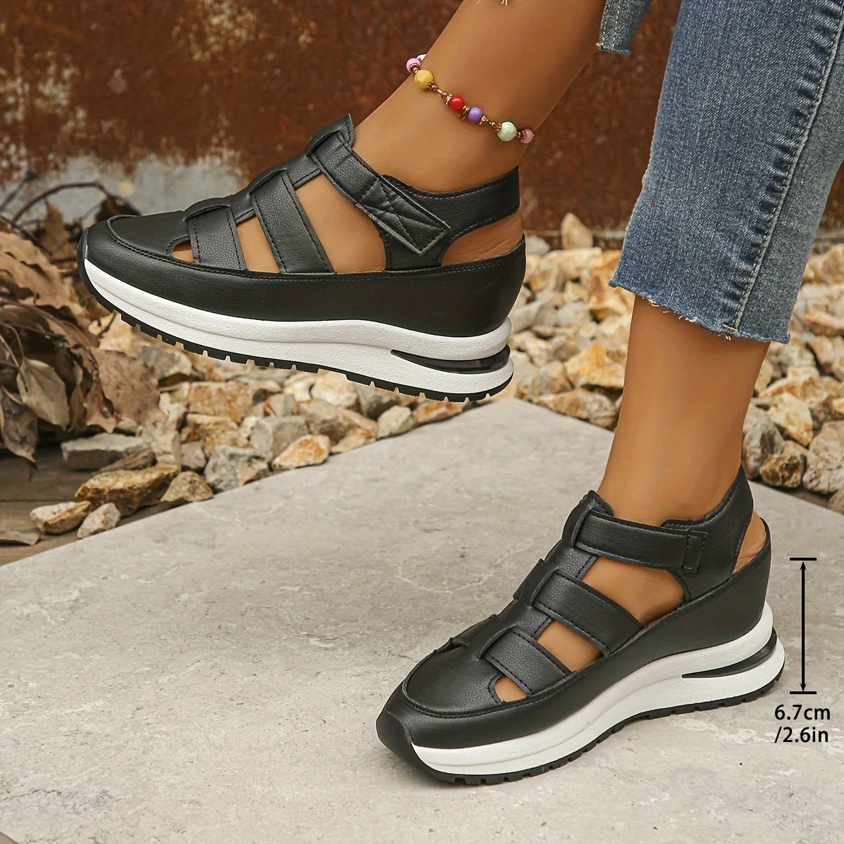 Lotte | Zachte zool platform sandalen met ronde neus - Image 4