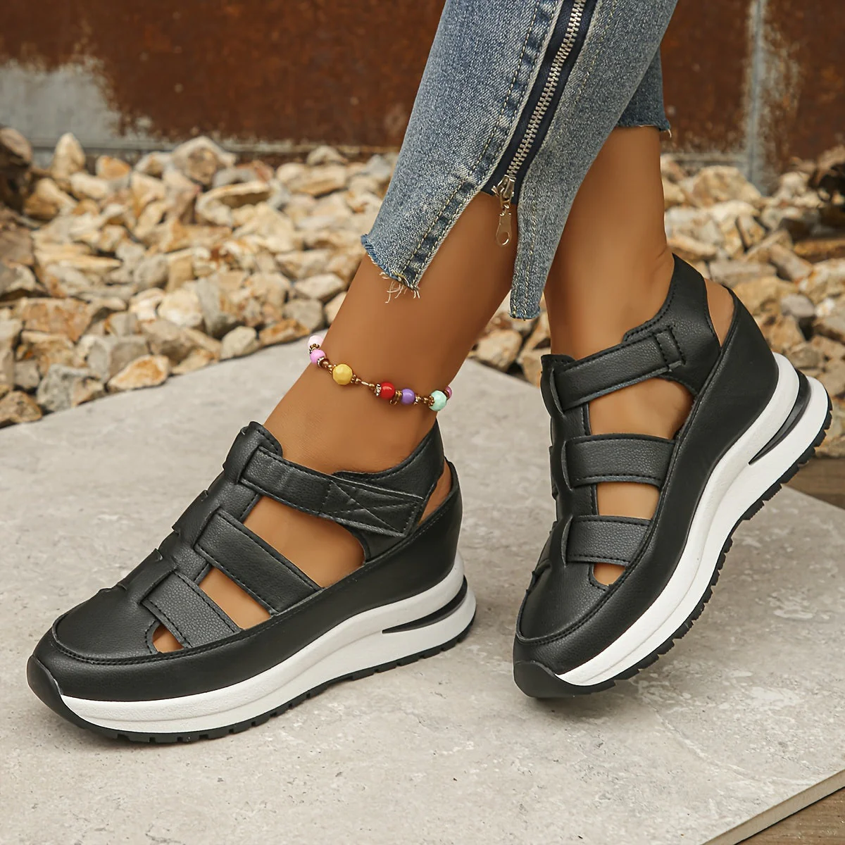 Lotte | Zachte zool platform sandalen met ronde neus - Image 7