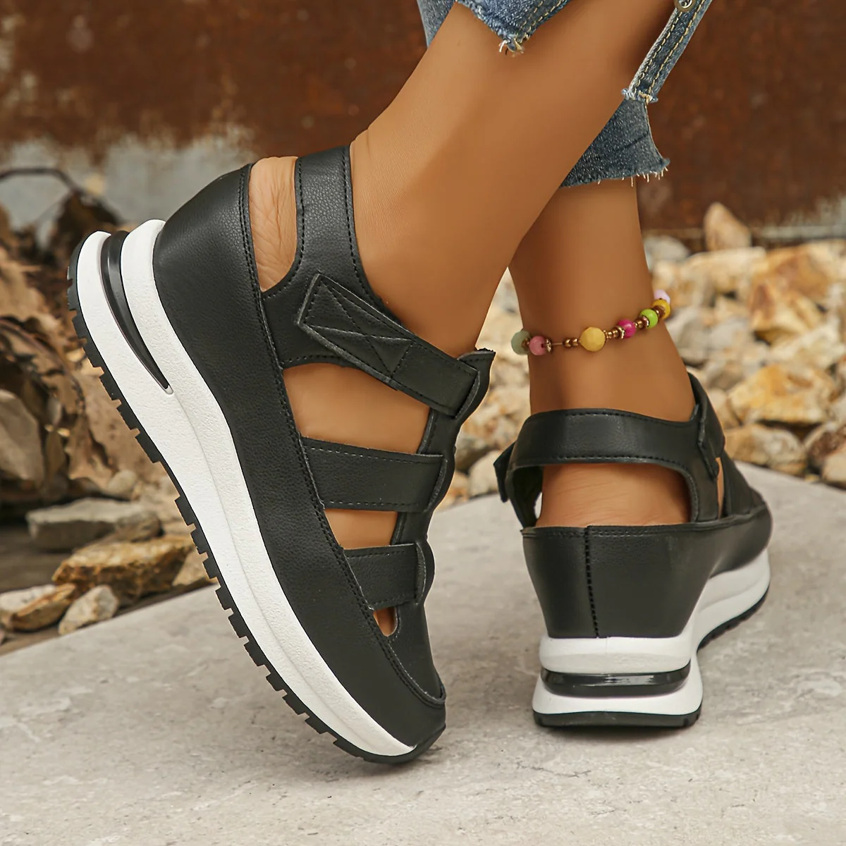 Lotte | Zachte zool platform sandalen met ronde neus - Image 8