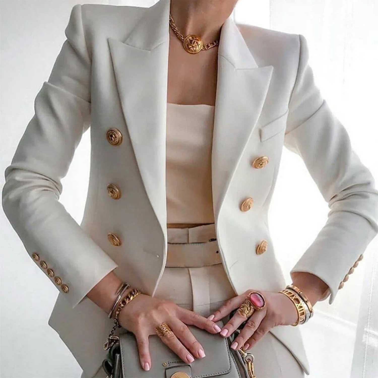 Louise | Comfortabele blazer met knopen van katoen - Image 10