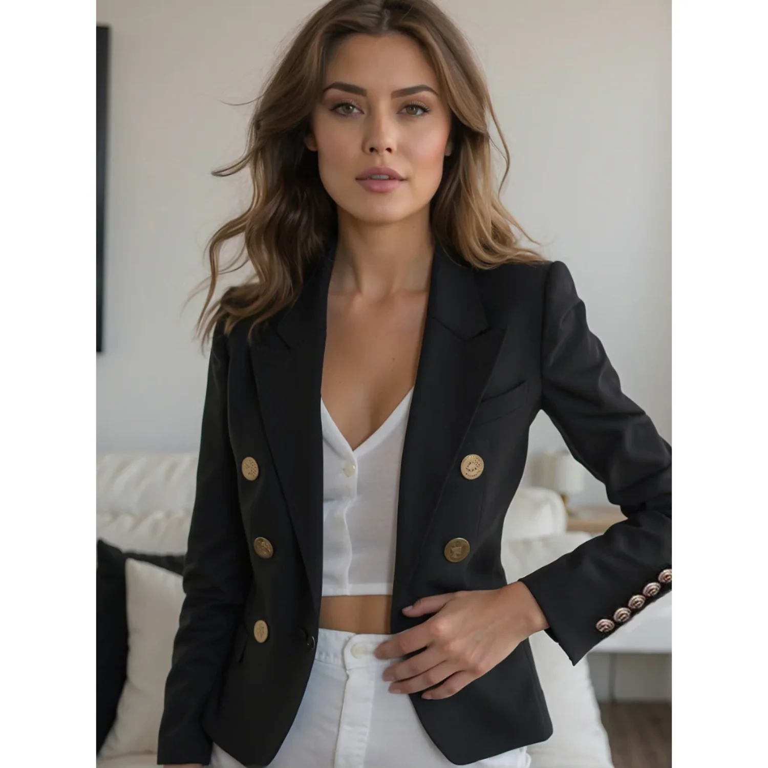 Louise | Comfortabele blazer met knopen van katoen - Image 12