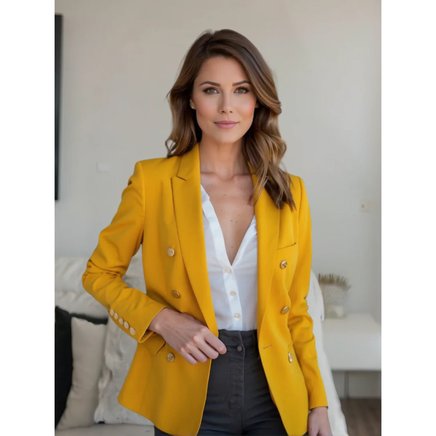 Louise | Comfortabele blazer met knopen van katoen - Image 3