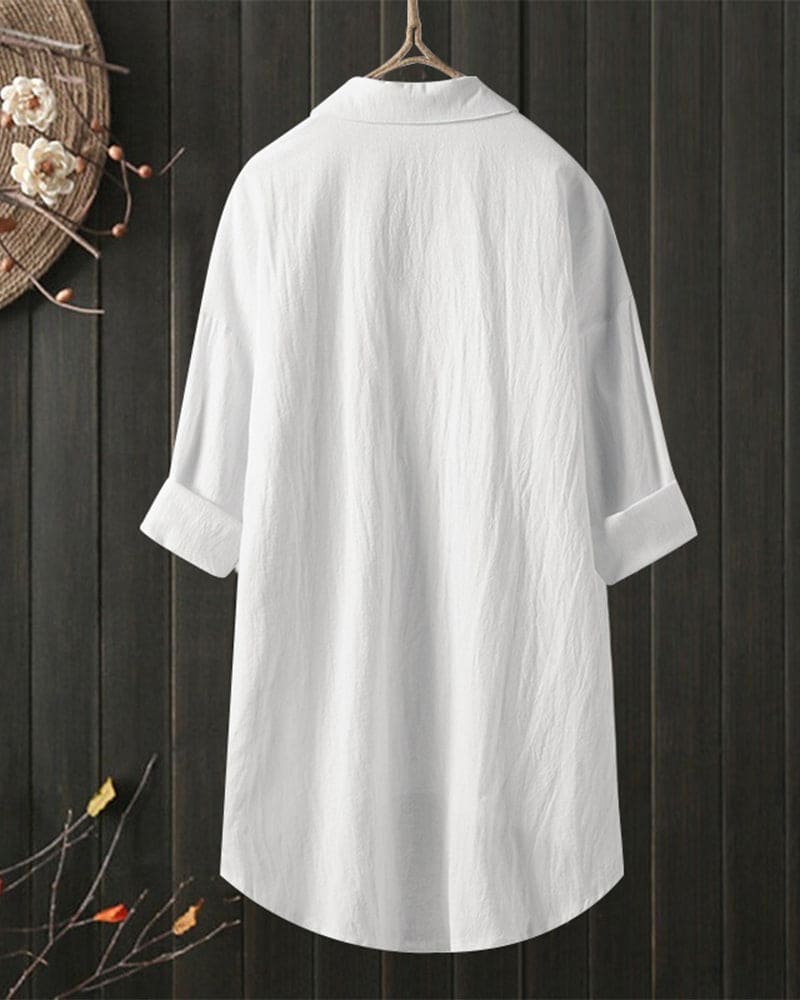 Louise | Losvallende effen blouse met lange mouwen - Image 2