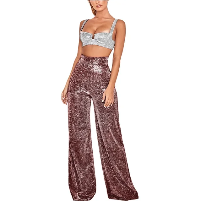 Luna | Stijlvolle dames hoge taille broek met glitters - Image 11