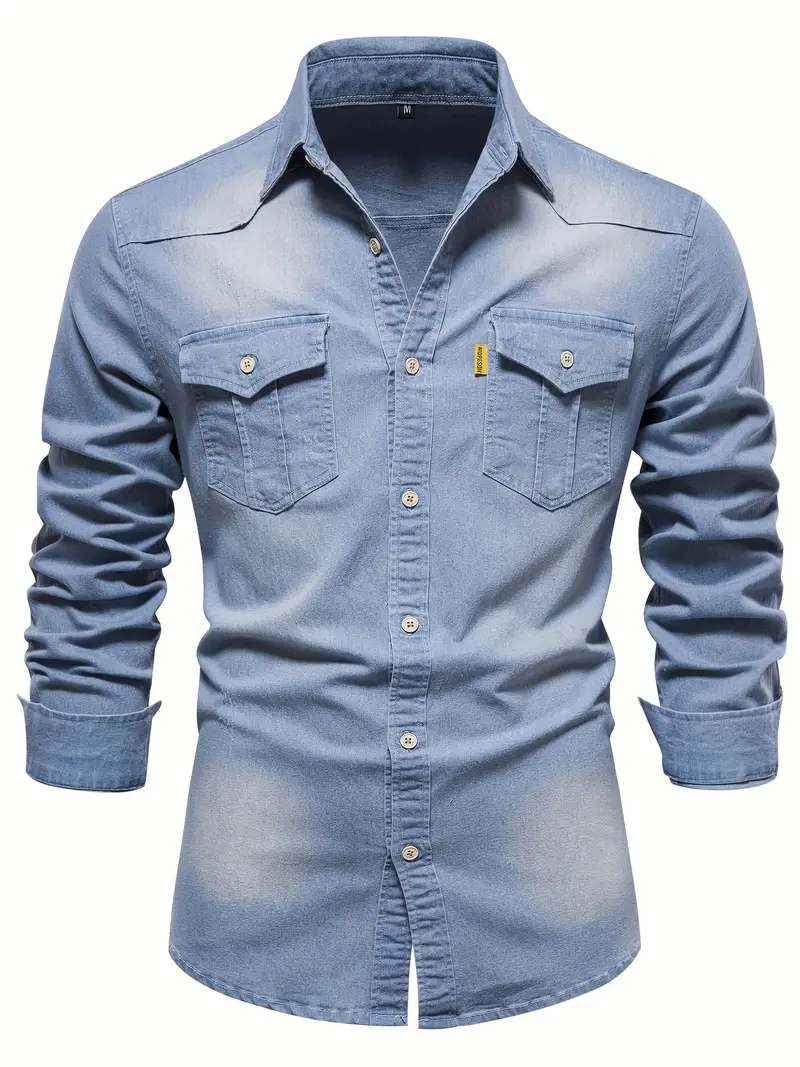 Martin | Elastisch katoenen denim overhemd - Image 3
