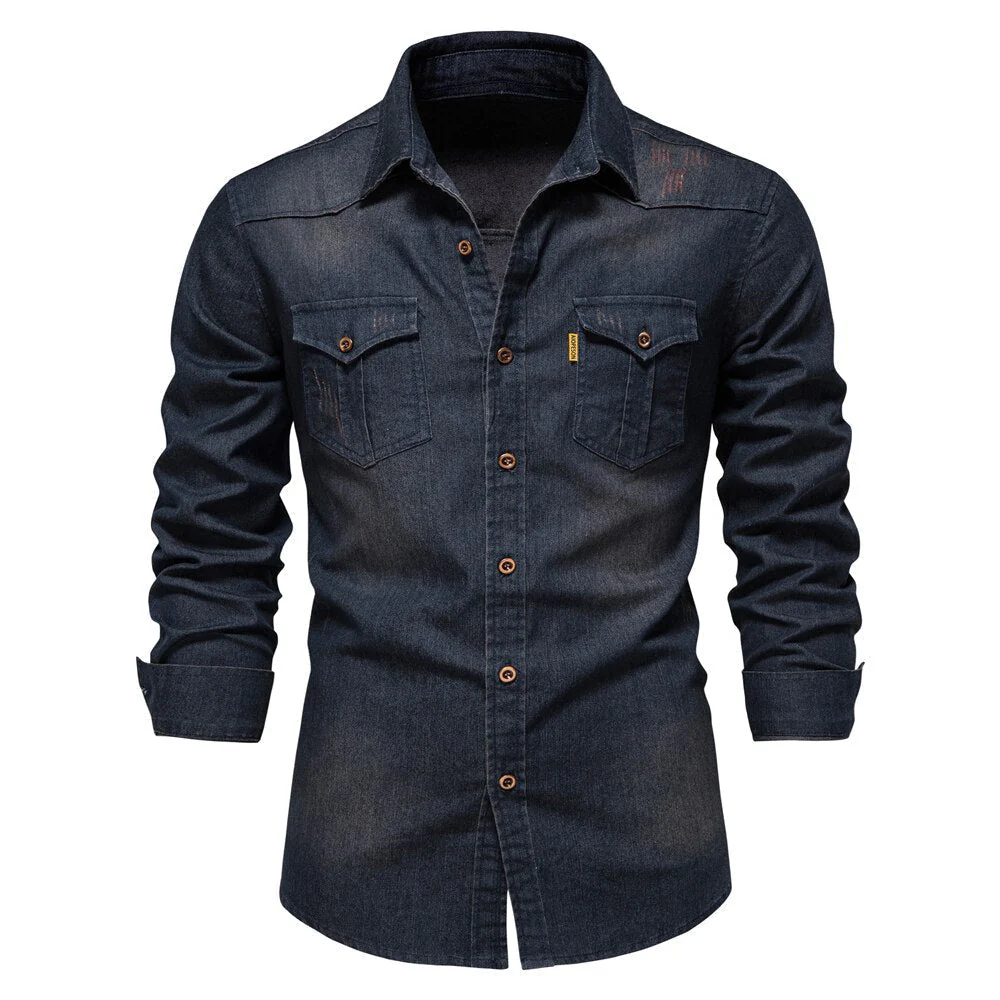 Martin | Elastisch katoenen denim overhemd - Image 4