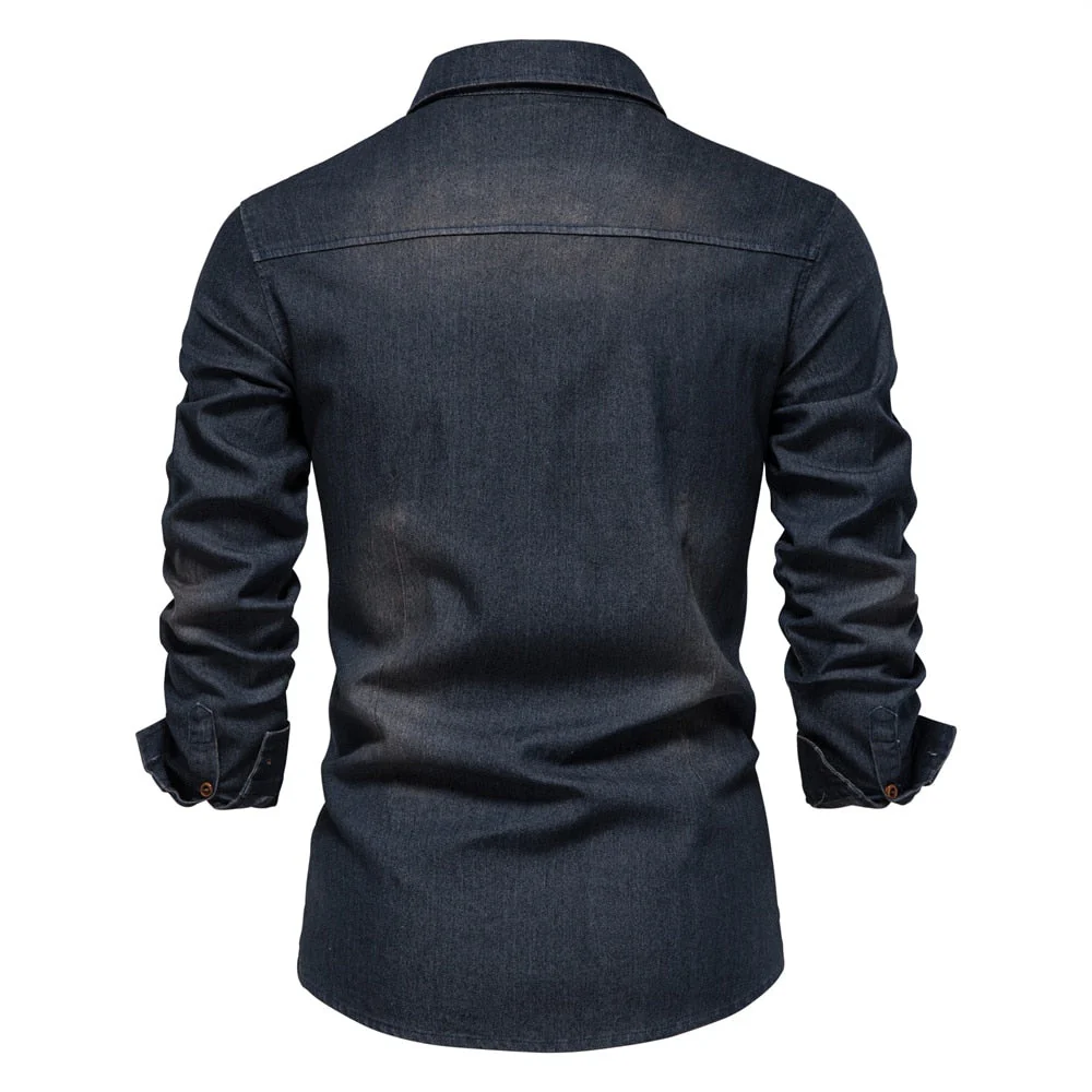 Martin | Elastisch katoenen denim overhemd - Image 6