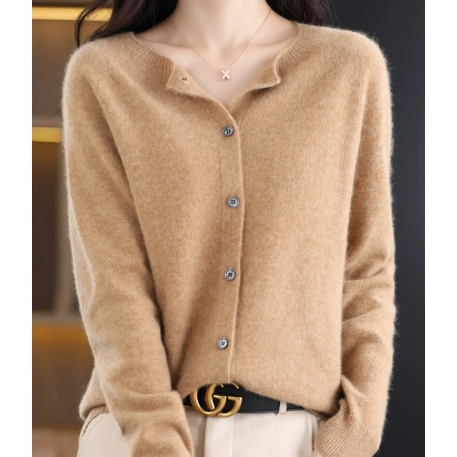 Merino wollen Cardigan met knoopsluiting en lange mouwen - Image 11