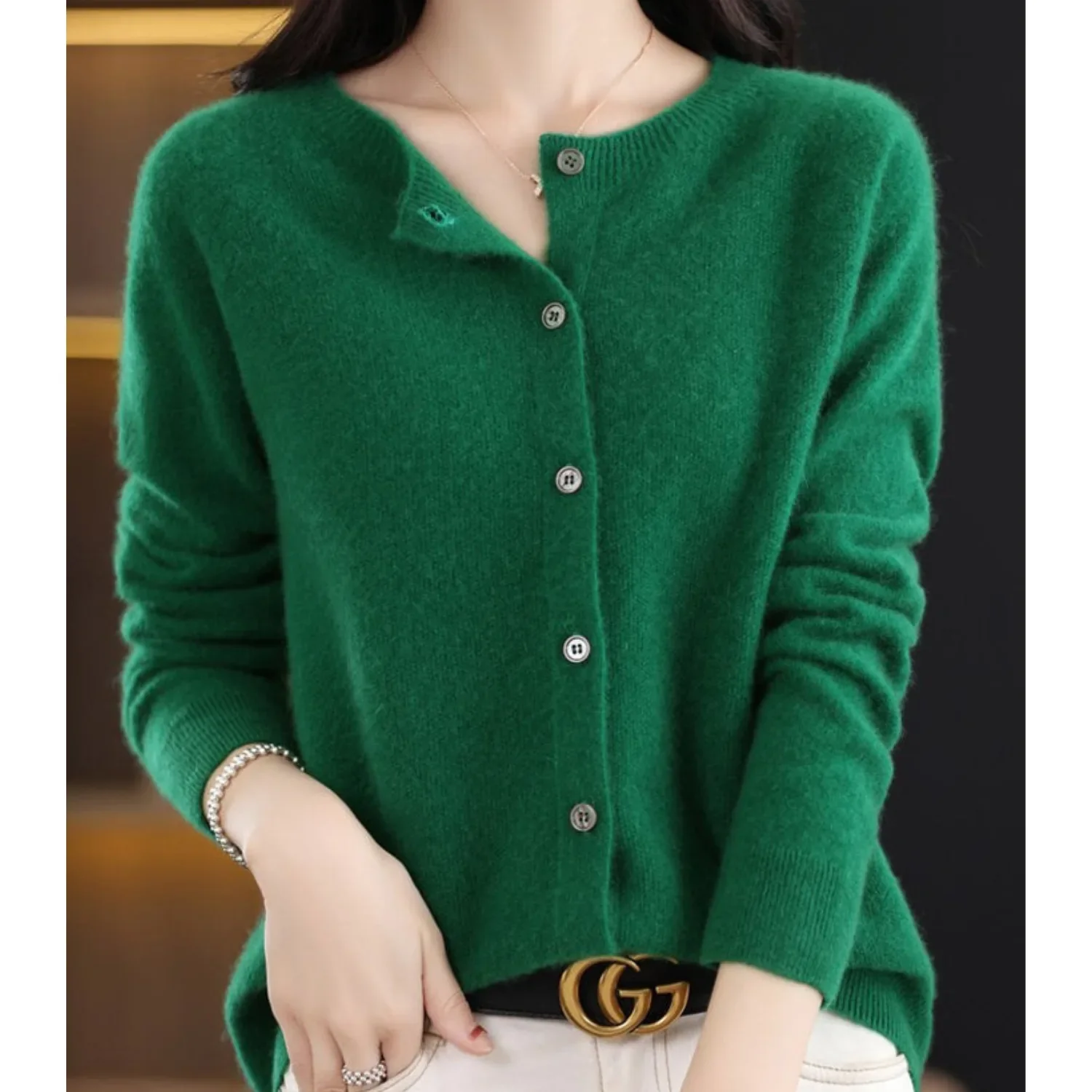 Merino wollen Cardigan met knoopsluiting en lange mouwen - Image 12