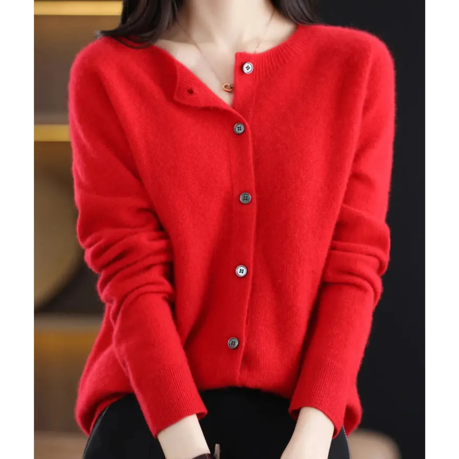 Merino wollen Cardigan met knoopsluiting en lange mouwen - Image 14