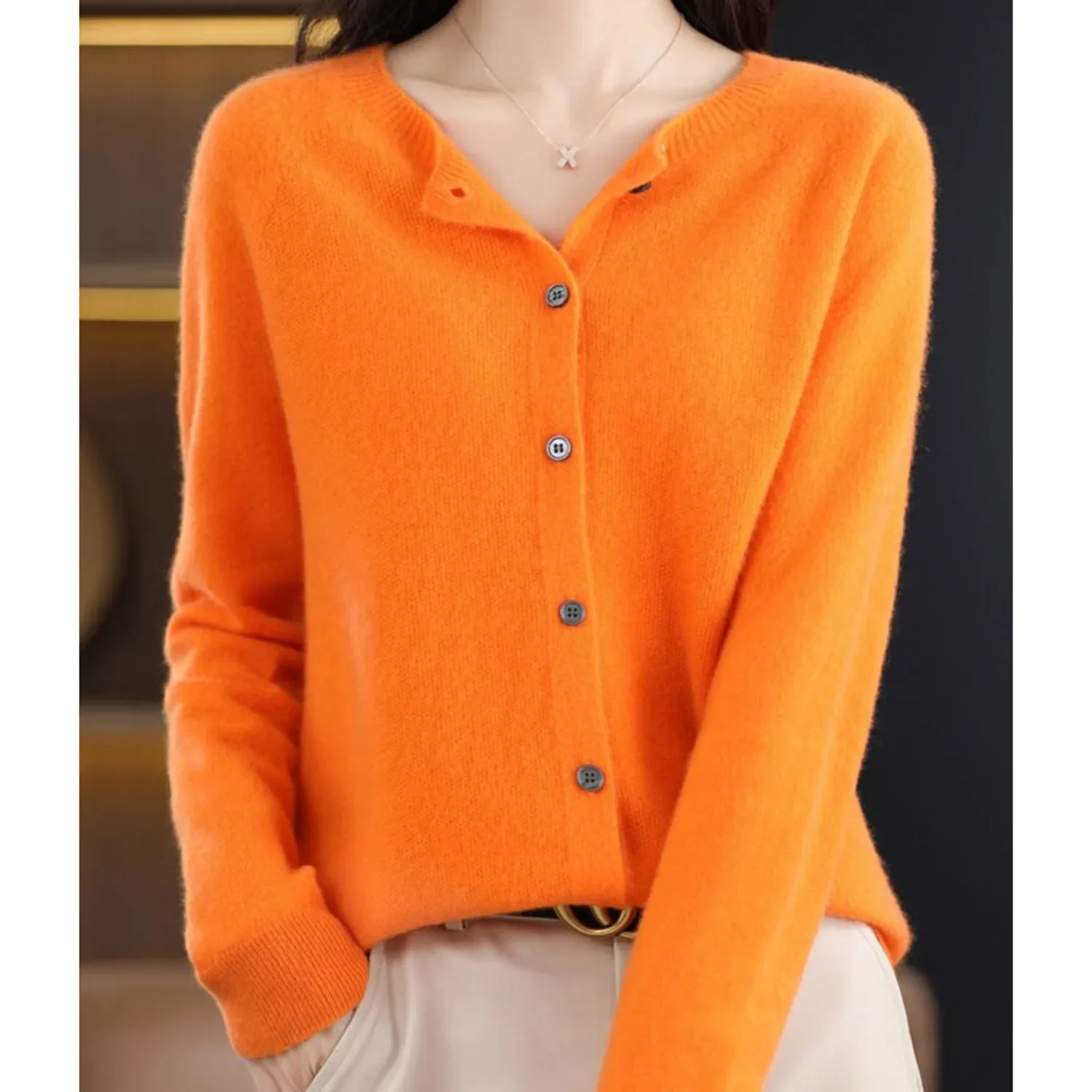 Merino wollen Cardigan met knoopsluiting en lange mouwen - Image 8
