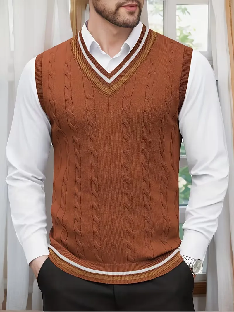 Mouwloos gebreid vest met V-hals - Image 11